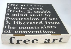 cardbox pizza box printed with text Free Art and a dictionary definition