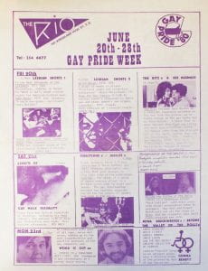Scan of the Rio Cinema Gay Pride programme in Pink ink, 1980