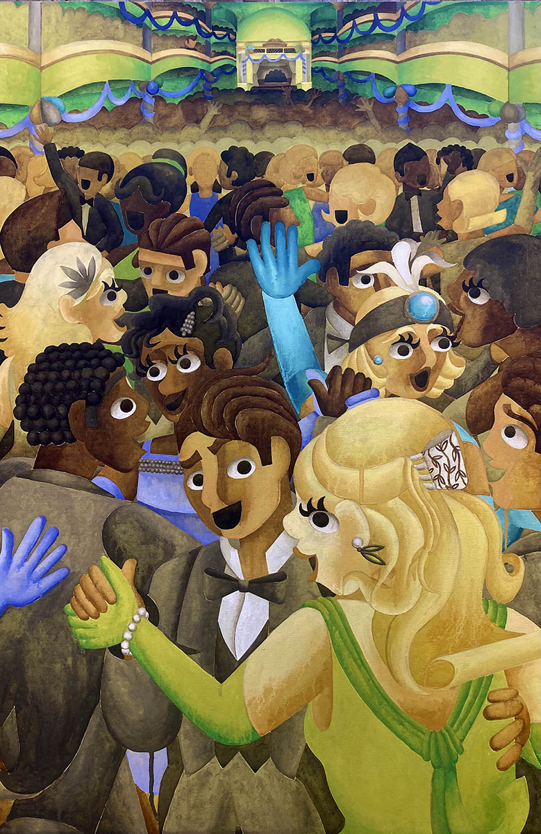 A painting of a 1920s party.