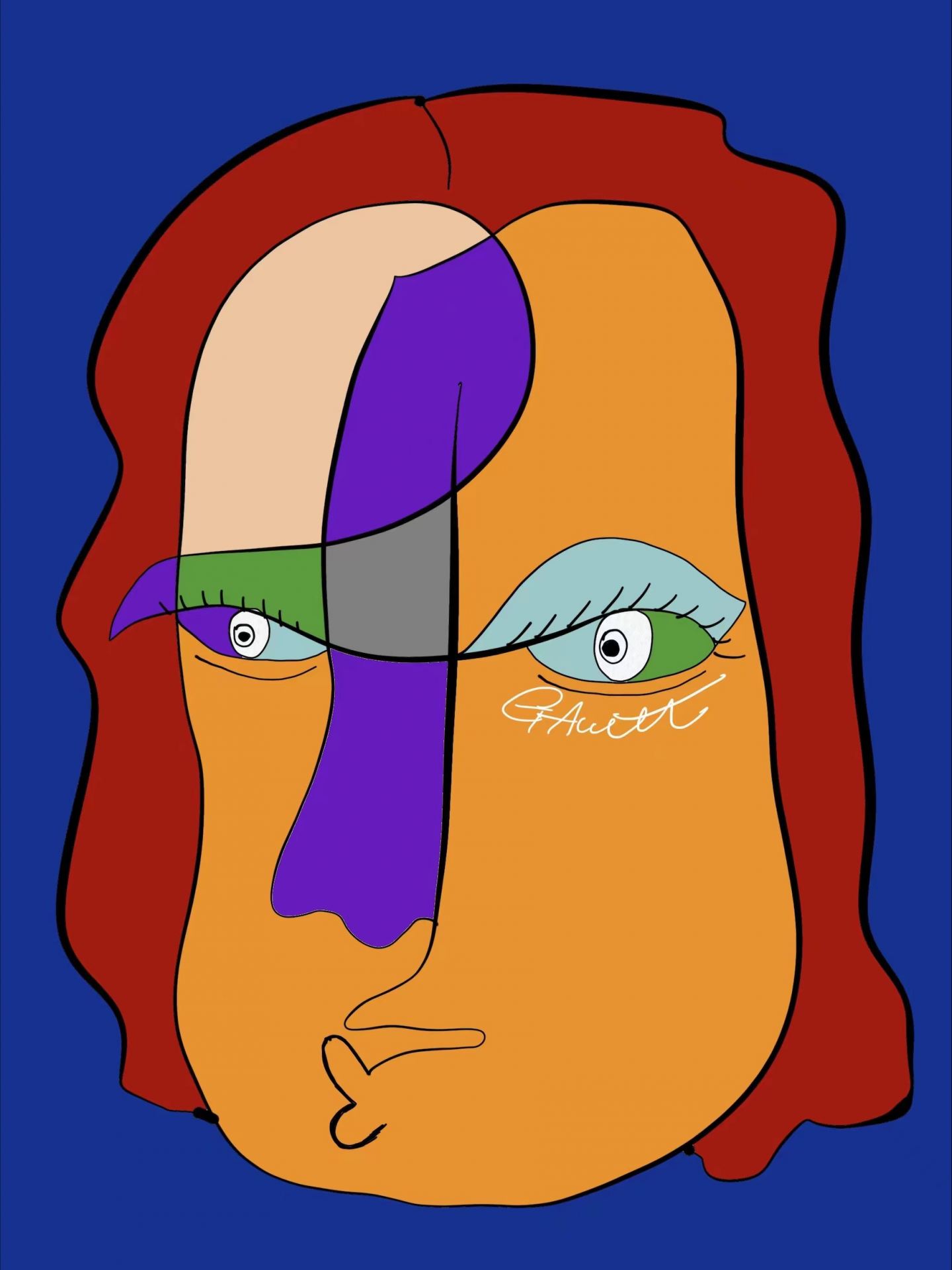 A digital painting of an abstract face.