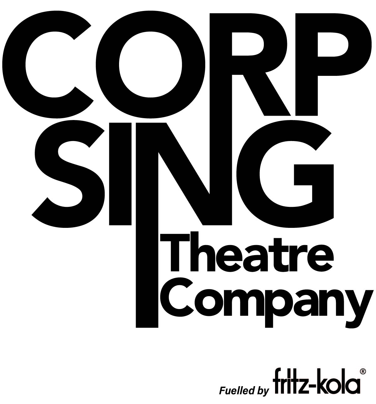A black and white company logo which reads "CORPSING Theatre Company, Fuelled by Fritz-Kola".