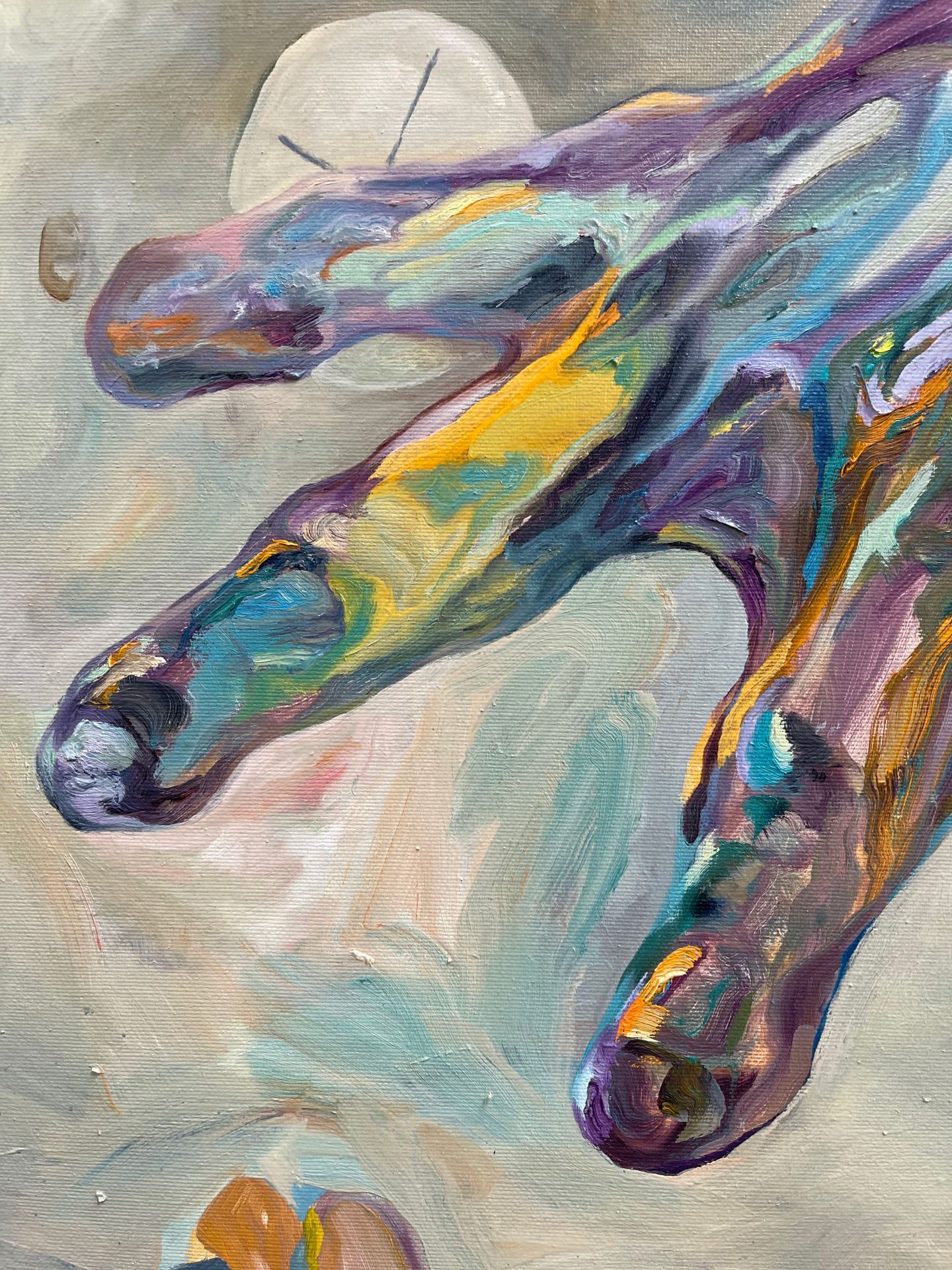 An abstract painting of a multicoloured hand