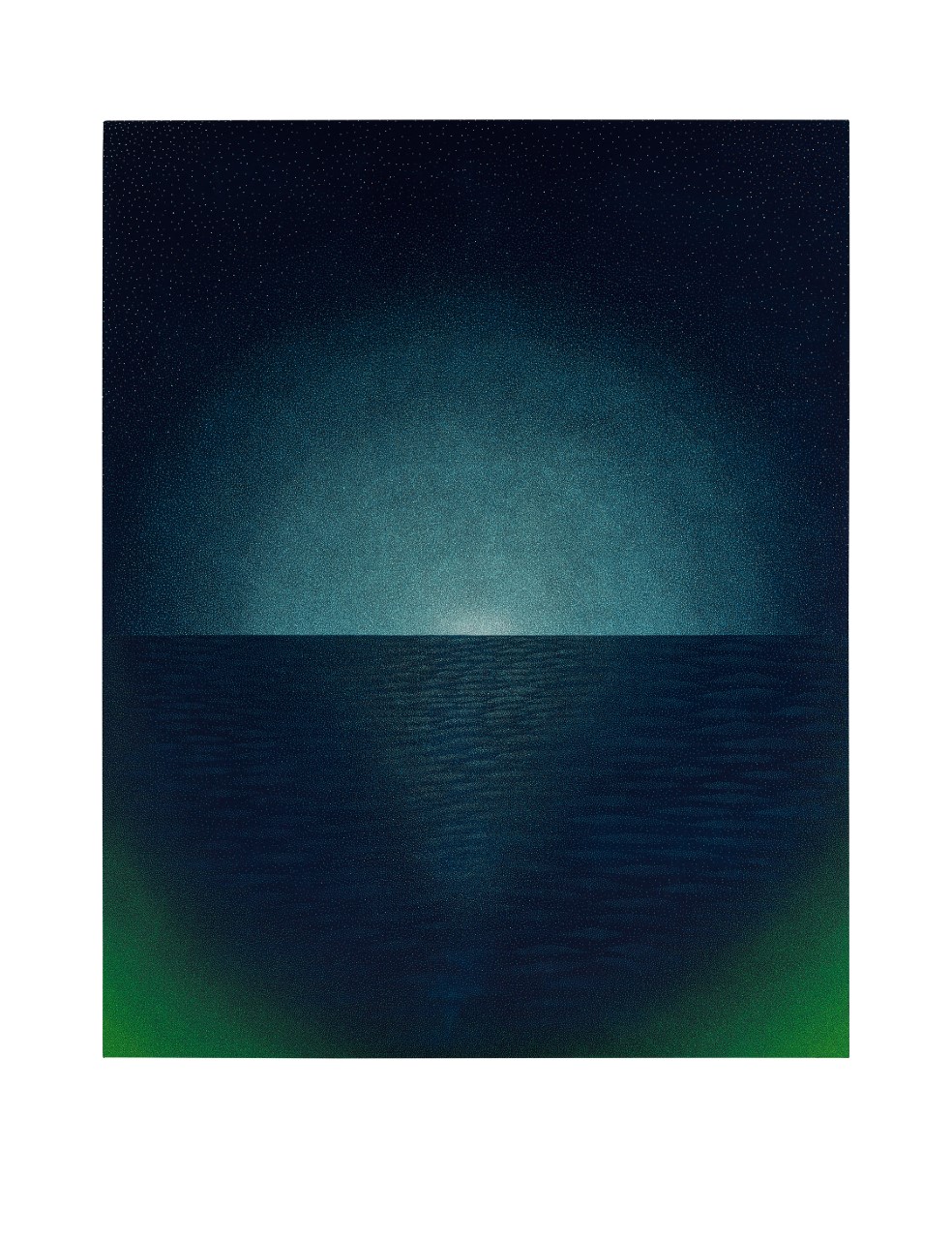 A painting of an ocean at night.