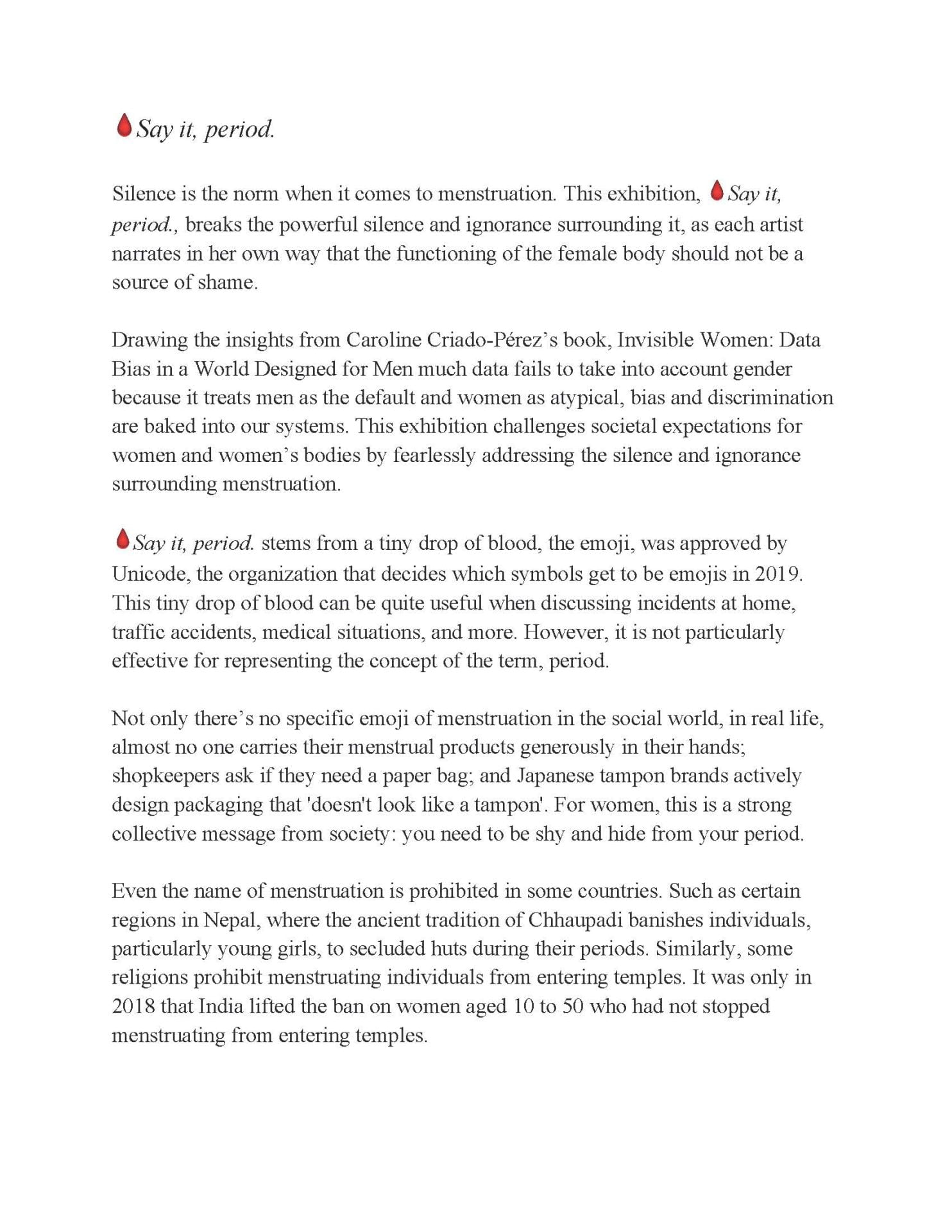 An image of the press release from 🩸Say it, period., 2023