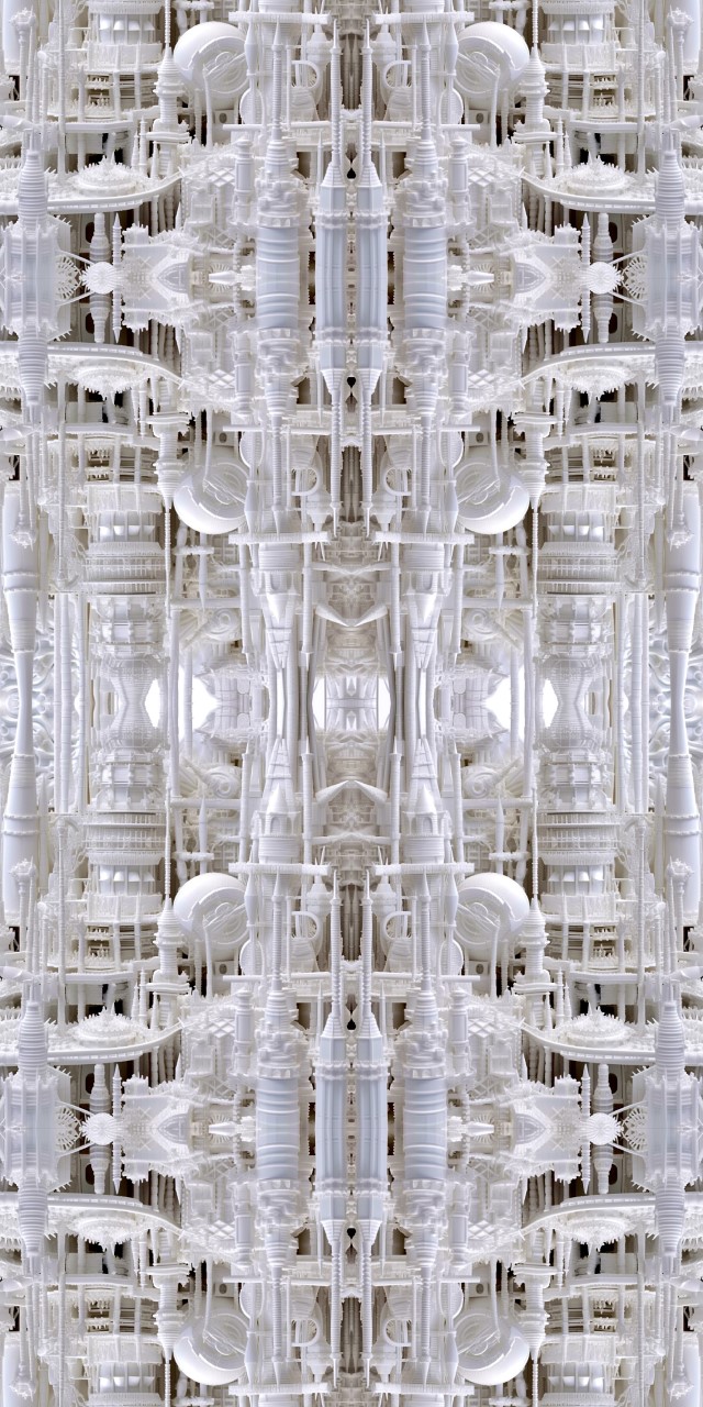 A white, abstract image made using AI.
