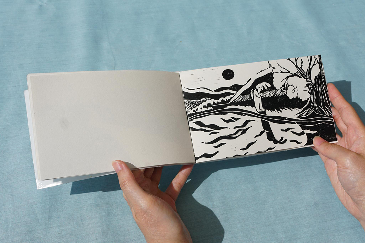 An image of handmade books with illustrations.