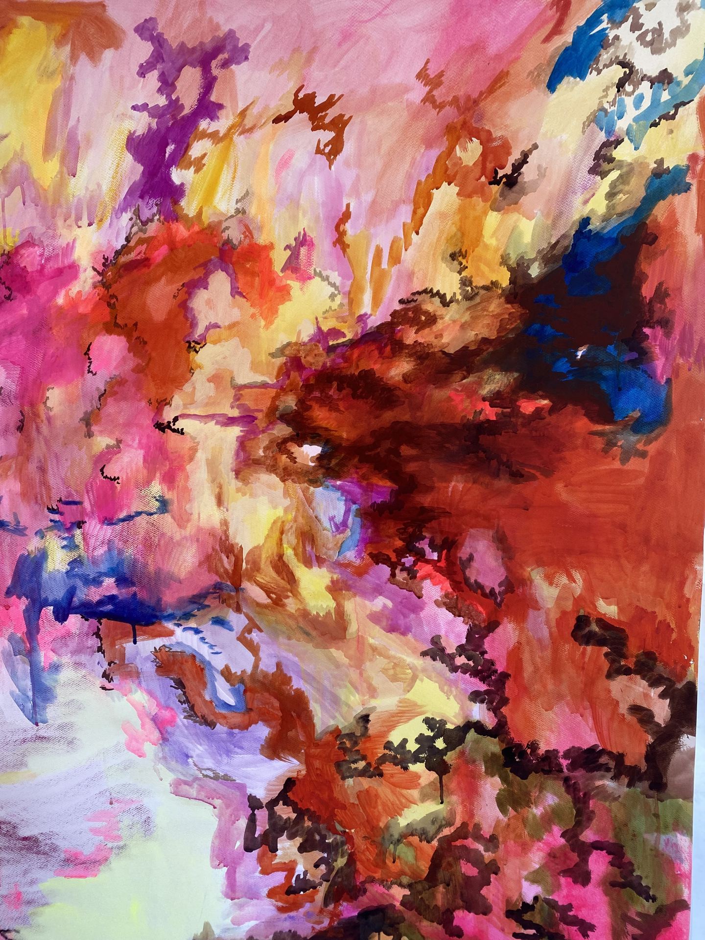 A colourful, abstract painting.