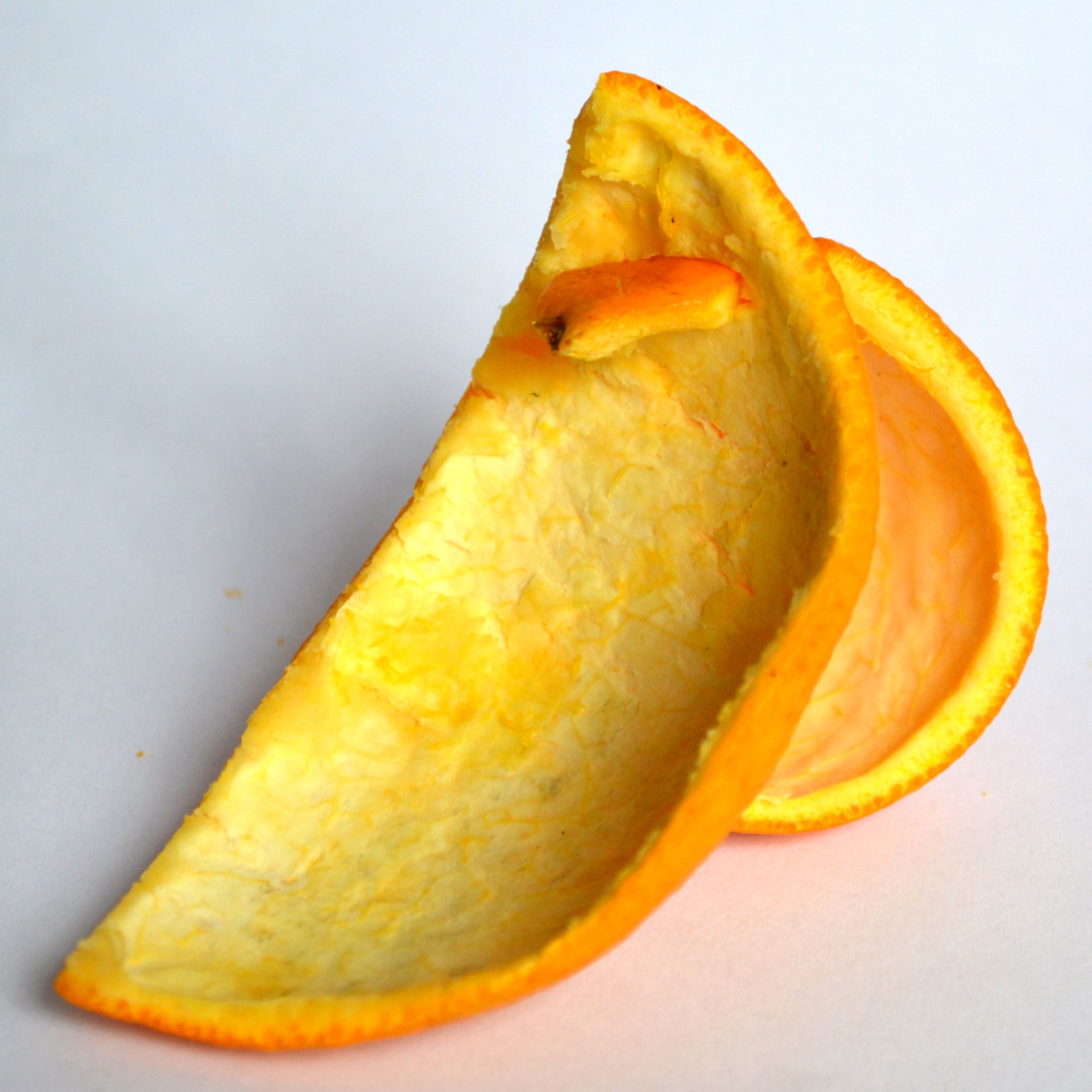 An image of an abstract sculpture made from orange peel.
