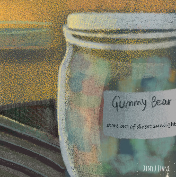 A jar of gummy bears
