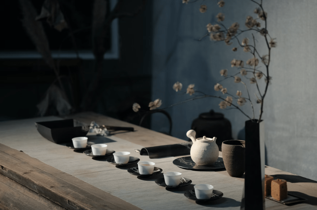 Image of Chinese Teacups on a Table for Chinese tea ceremony