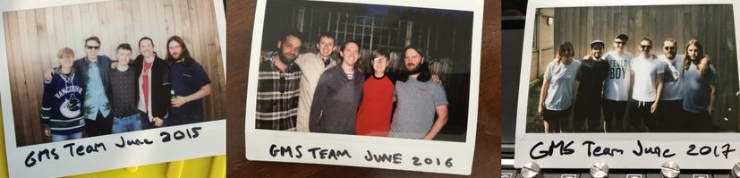 Polaroid pictures of the GMS team over the years