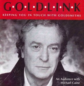Portrait of Sir Michael Caine on front page of Goldlink- Goldsmiths alumni magazine