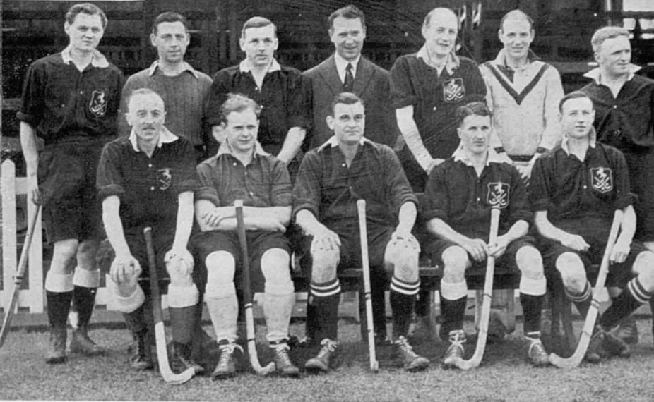 Percy Rothwell playing for Kent Eleven in March 1940. Seated second from the right. From 'Grand Finish To Hockey.' The Illustrated Sporting and Dramatic News 29th March 1940.