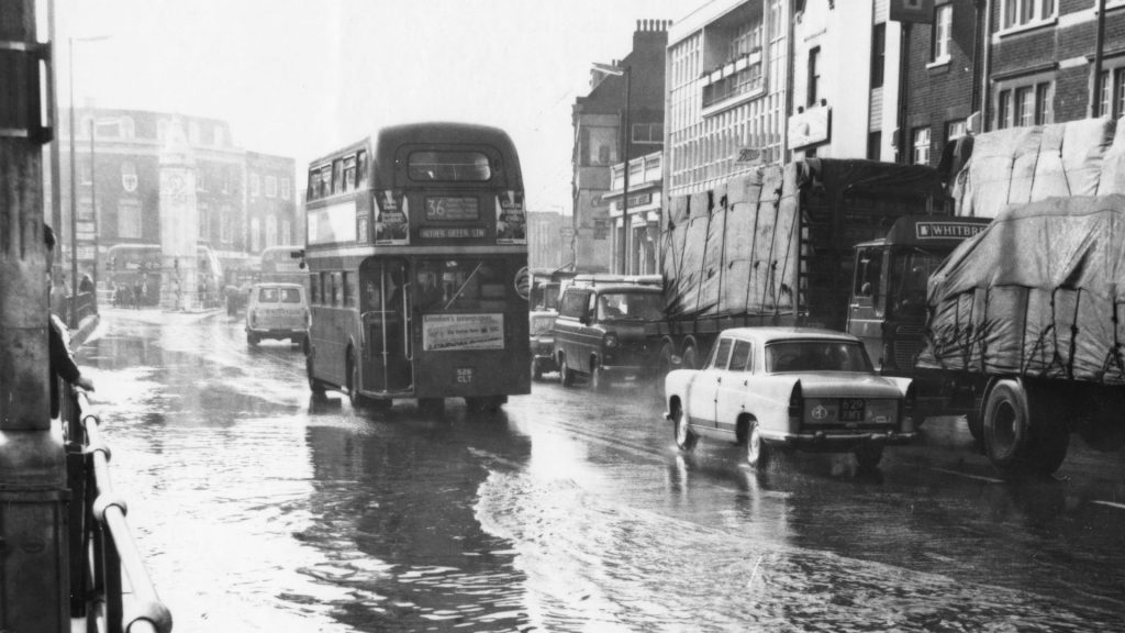 Lewisham High Street during the 1968 flood