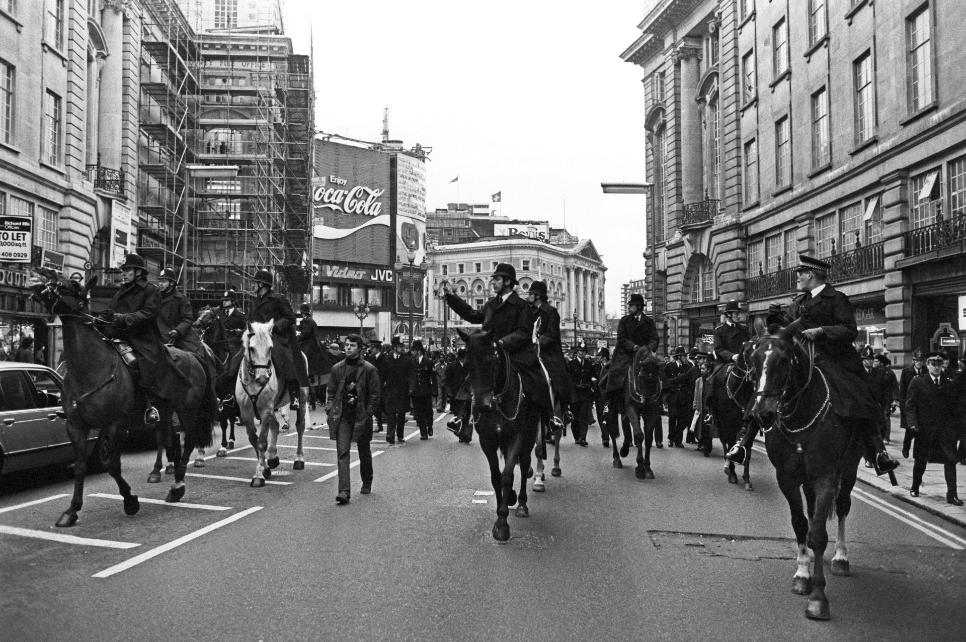 Police on horses in the city centre