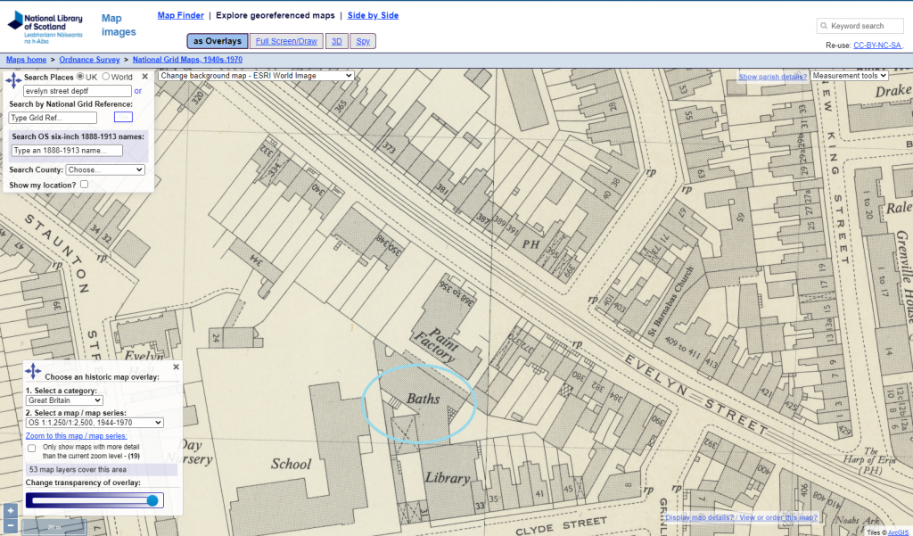 A screenshot of the Georeferenced maps  from the National Library of Scotland (nls.uk)