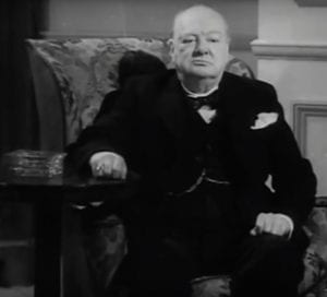Churchill as 'defiant bulldog' in 1965 Pathe obituary.